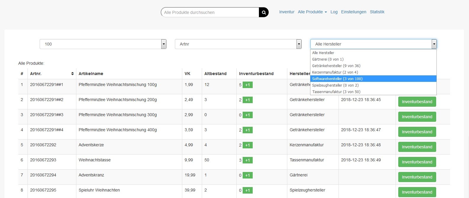 Artikelübersicht nutzen, um Artikel einzeln und schnell zu finden sowie zu erfassen.